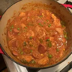 Loved this recipe. Our cauliflower rice (from Costco) had peas and onion, but I think it still worked. A great dish for a cold day!