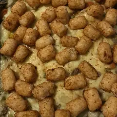 I ended up not making enough mashed potatoes so threw some tater tots with cheese 