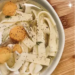 I used straight egg noodles because I didn't have the curly ones I usually use