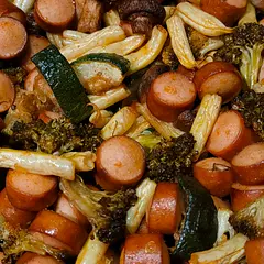 Added some vegetables instead old bay seasoning - paprika, pepper and salt. I added too much salt, but the garnish balanced it out. Tasty, I will make it again