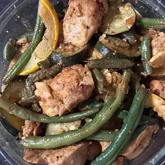 Added squash and zucchini with half the green beans. Delicious!
