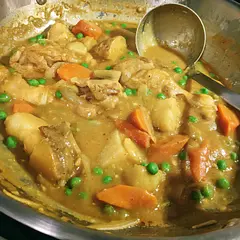 Used whole chicken legs to be quicker, and added frozen peas at the end