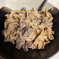 Swapped the yogurt for sour cream. It's good, but it lacks the "twang" that I want from a stroganoff. Would have added more sour cream, but 1 cup was all I had. Maybe more dijon.