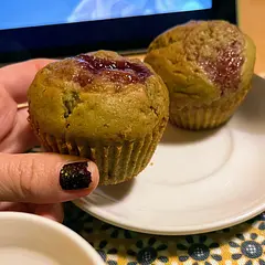 Delicious!! Next time I'll put the jam only inside otherwise it will explode as you can see 😅.. still delicious though 😄