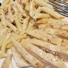 The parm. Cheese didn't melt, kinda just congealed and cream didn't really thicken. Taste great though... bf said he wouldn't ask me to marry him over it lol