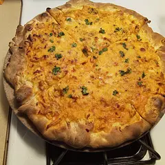 I will watch the pizza cook next time...as written the recipe will burn the pizza crust. Other than that, the recipe depends on your taste for the herbs listed. I skipped dill and red pepper flakes, but sprinkled some on top later. Use cautioun with a the amount of buffalo sauce. Next time I will start with 1/3 cup of sauce, then add more if necessary.