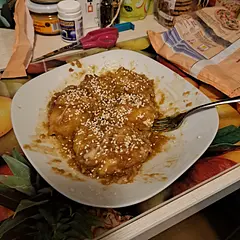 Pretty good, even though we didn't cook the potatoes as long as it showed and didn't eat the spicy sauce. Would eat again:))