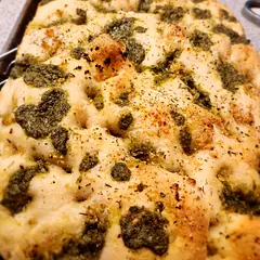 I loved this recipe! I made it yesterday afternoon and proofed in the oven today. I sprinkled it with salt, garlic, evoo, pesto, and Parm.