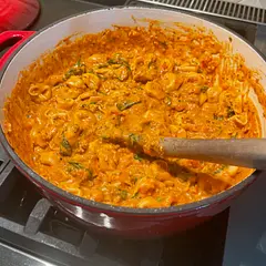 Added onion when browning the ground beef. Added fresh garlic and spinach.  Added extra mozzarella to top.  Will definitely be making again. 