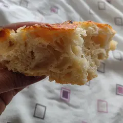 I made a cheese and onion focaccia. It was so tasty that I couldn't resist taking a bite before I snapped a picture 😂😋