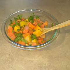 Mom told me to cut the papaya to big.
