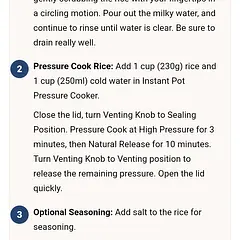 Detailed instructions.
Most recipes are like this there's an instructions tab and then they'll either be a jump to recipe or recipe button which takes you right to the instructions