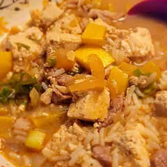 This is a straightforward recipe for doenjang jjigae. I used less gochugaru because I have family members who dislike spicy foods. I used firm tofu because it is traditionally used in doenjang jjigae. While it isn't necessary to press tofu for stew, I did so that the tofu could better absorb the flavors of the stew. I used a yellow squash instead of zucchini because that is what I received in place of zucchini in my grocery order. It is a very solid recipe that is as good as the ingredients you use, especially the doenjang. I will definitely make this recipe again. I want to make it again with a higher quality doenjang.