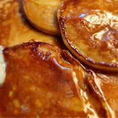 These pancakes are so good, and easy to make, too. I made this recipe as written as I don't care for fluffy pancakes. I ended up with 11 pancakes. I served them with strawberry syrup. 