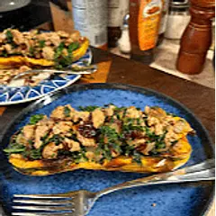 Good recipe, I'd add +1/4 tsp of cinnamon & cumin next time. Easy substitutes: acorn squash if you don't have delicata, ground turkey instead of beyond