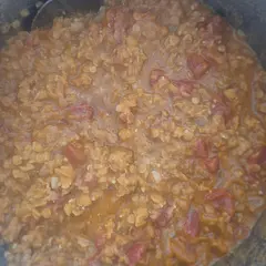 Really enjoyed making this. I used canned tomatoes. Next time I will add potatoes to the dish.