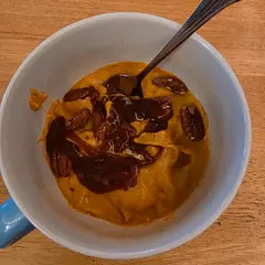 Francisco made this, and he said he needed to add banana to bring in more sweetness. Too pumpkin puree forward.