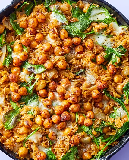 Spinach & Cheddar Skillet Rice