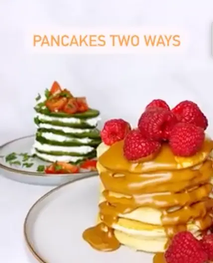 SPINACH, RICOTTA & CHERRY TOMATO PANCAKES.