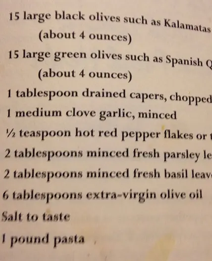 Cutway's Olive Pasta