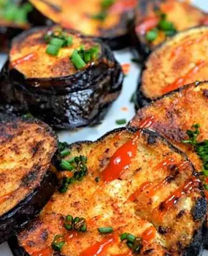Gefrituurde aubergine en if courgette