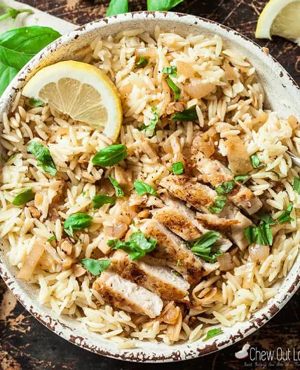 Lemon Basil Orzo with Chicken