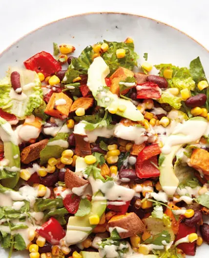Roasted sweet potato, avocado & tahini drizzle