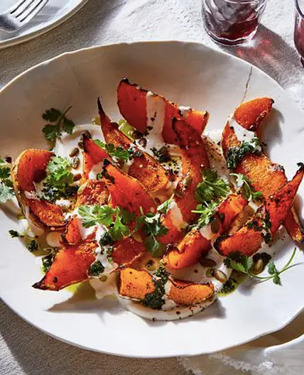 Squash With Chile Yogurt & Cilantro Sauce From Yotam Ottolenghi