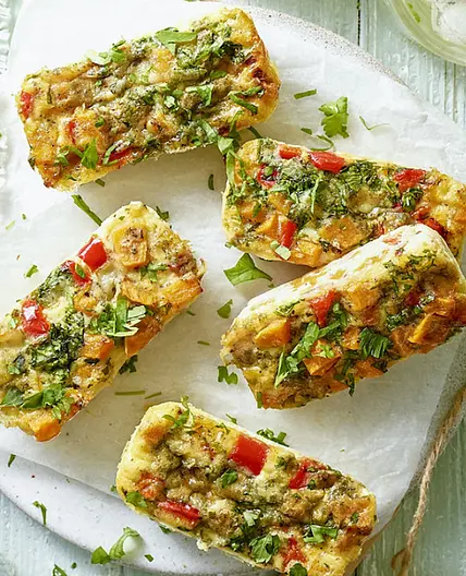 Sweet Potato, Pepper & cream cheese frittata
