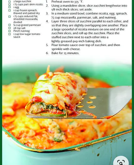 Zucchini spinach manicotti