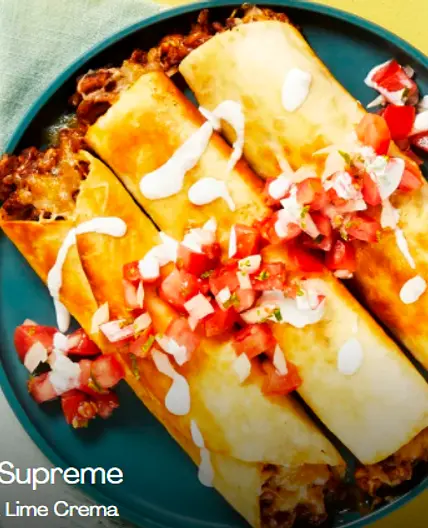 Beef Flautas Supreme with Pico de Gallo & Lime Crema