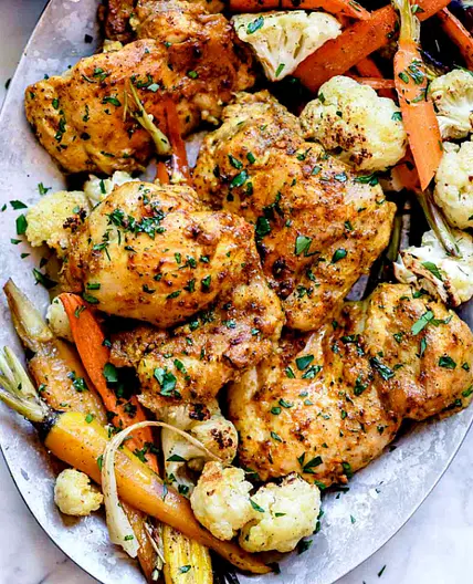 Sheet Pan Chicken Thighs and Veggies