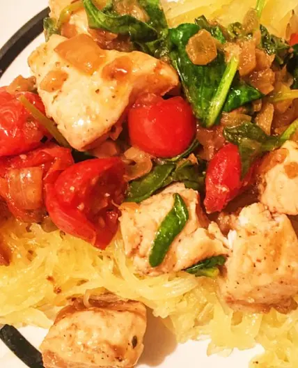Spaghetti Squash with Lemon Chicken