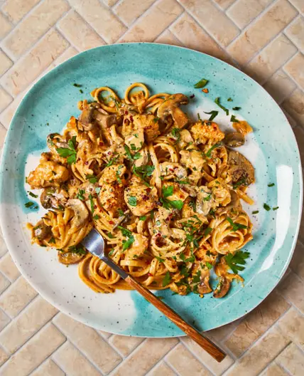 Smoky Chicken & Mushroom Linguine