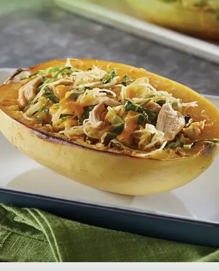 Optavia Buffalo Chicken Spaghetti Squash Boats