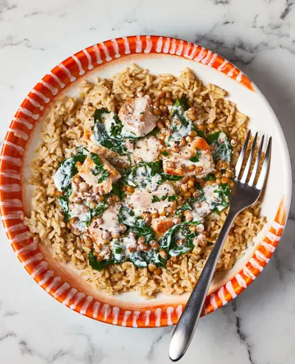 Creamy Basil & Mustard Lentil Chicken