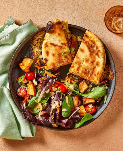 Cheddar, Chilli & Mango Naan Toastie With Salad
