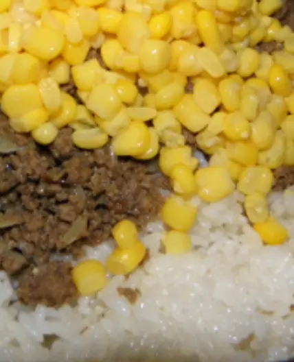 Hamburger, Rice and Corn