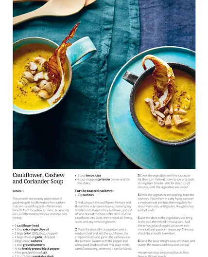 cauliflower, cashew and coriander soup