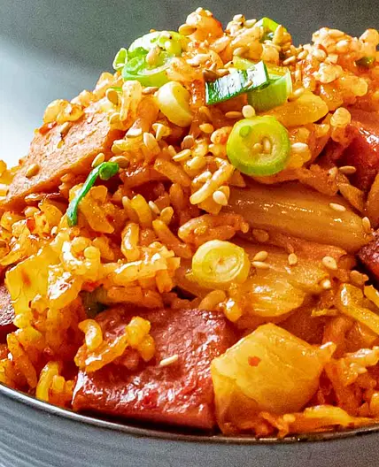 Korean Fried Rice with Kimchi & Bacon