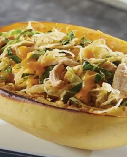 Buffalo Chicken Spaghetti Squash Boats