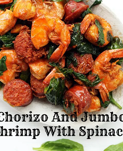Chorizo And Jumbo Shrimp With Spinach
