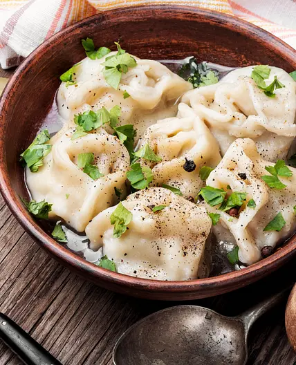Lentil Dumplings Soup with Bok choy