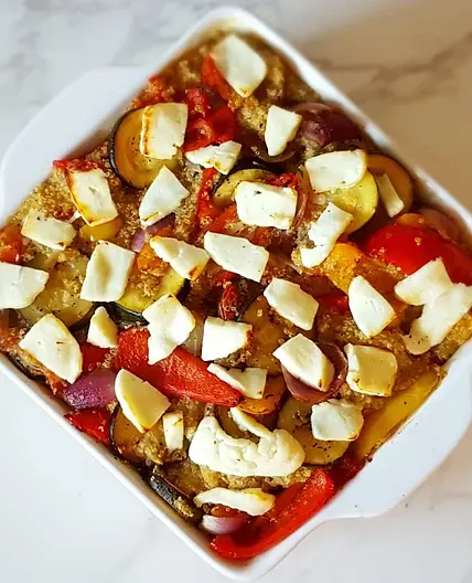 Roasted Vegetable and Halloumi Quinoa