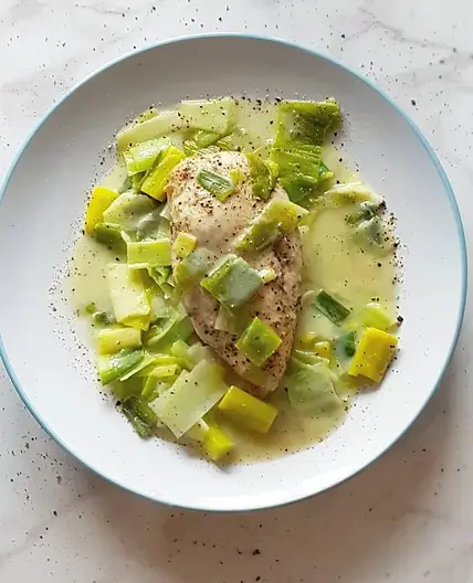 Chicken and Leeks in Blue Cheese Sauce