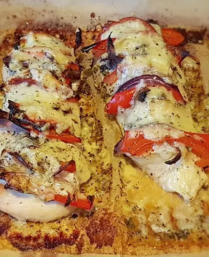 Pizza-stuffed Chicken