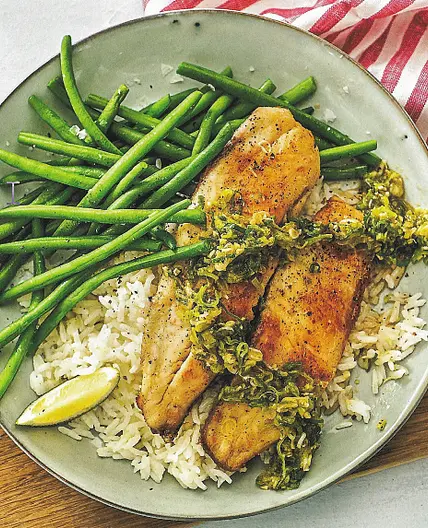 Tilapia with Scallion Sriracha Pesto