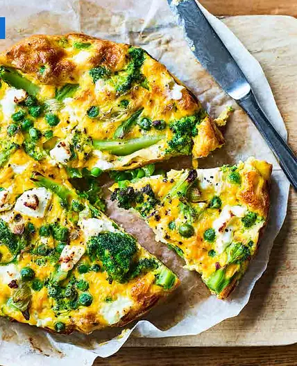 Broccoli and goat’s cheese crustless quiche