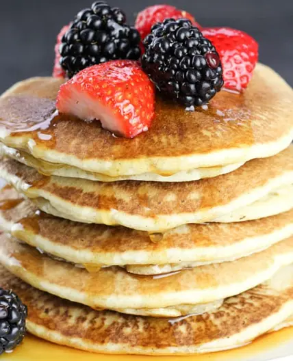 Buttermilk Pancakes with Ham Steaks & Fruit