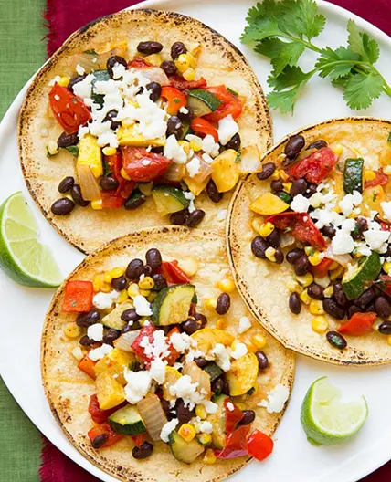 Veggie Tempeh Tacos with Refried Beans